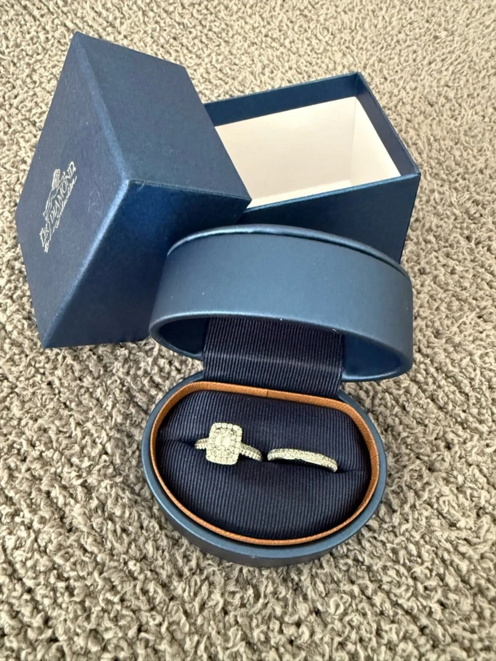 Kay Jewelers Radiant Halo Diamond Ring in White with Matching wedding band - Picture 12 of 15